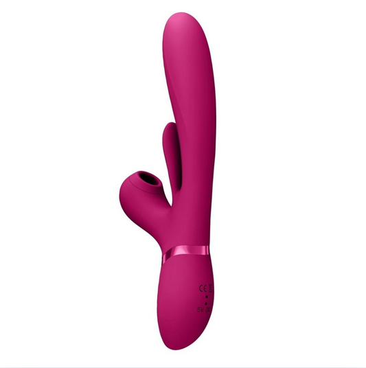 Triple Motor Thrusting G-Spot Flapper Air Wave Clit Stim Vibrator - Pink