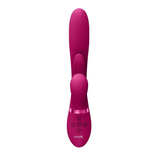 Triple Motor Thrusting G-Spot Flapper Air Wave Clit Stim Vibrator - Pink