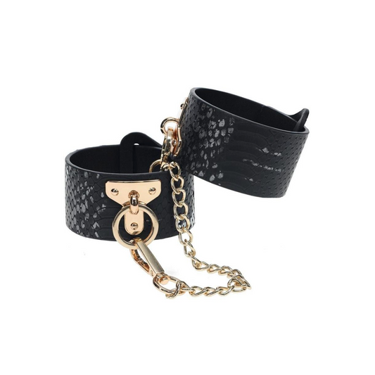 Florence Matte & Metallic Croc Handcuffs - Black