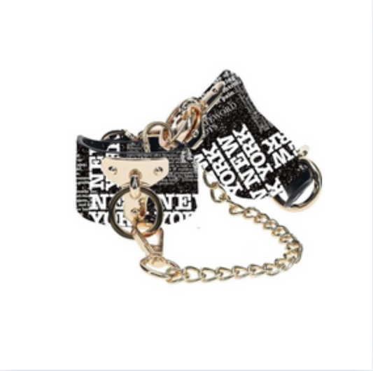 NY Black Glitter Newspaper Ankle Cuffs