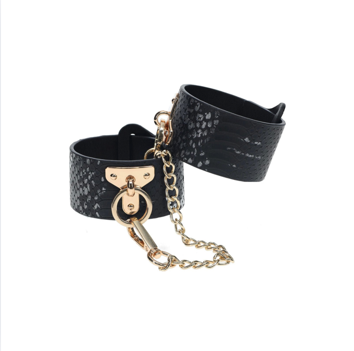 Rome Gold & Black Croc Wrist Cuffs