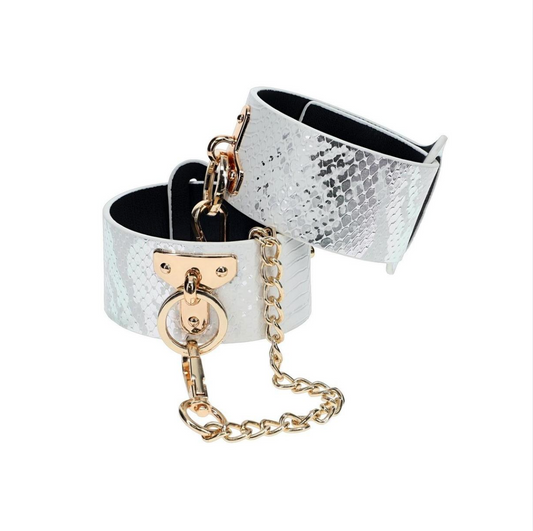 Florence Matte & Metallic Croc Ankle Cuffs - White