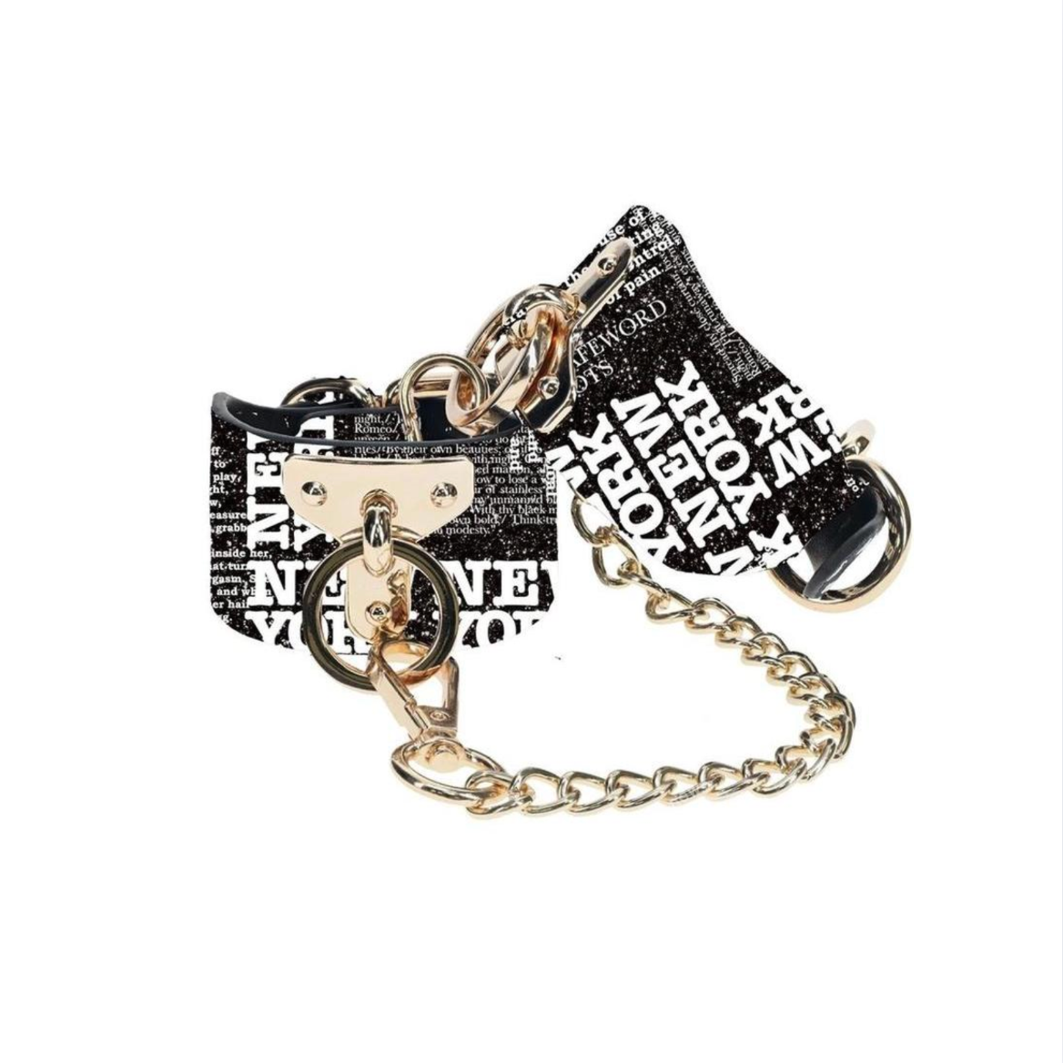 NY Black Glitter Newspaper Wrist Cuffs