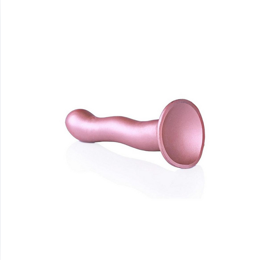 Ultra Soft Curvy G-Spot Silicone Dildo 7in - Mettalic Rose Gold