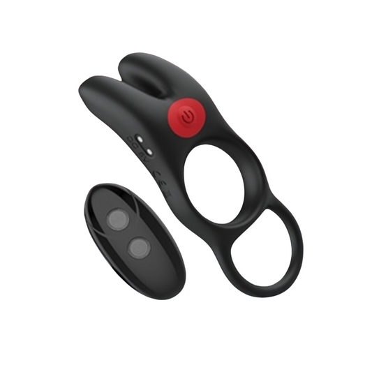 Vibrating Cock Ring V1 with Remote Control - Black/Red