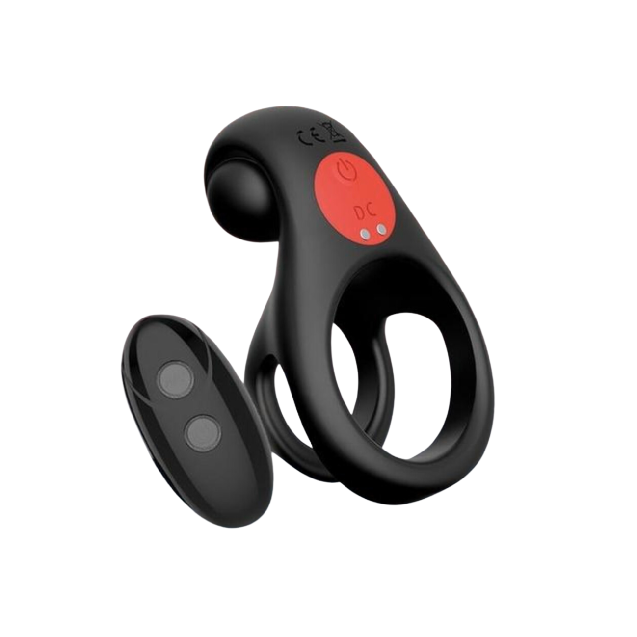 Dot Vibrating Cock Ring V2 with Remote Control - Black/Red