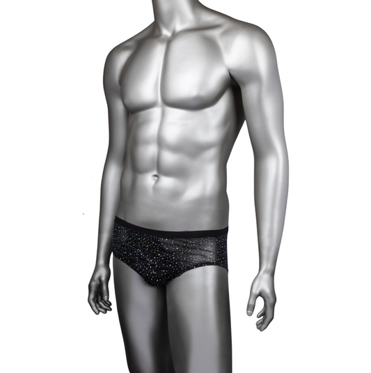 Radiance Rhinestone Stretchy Classic Briefs - Black O/S