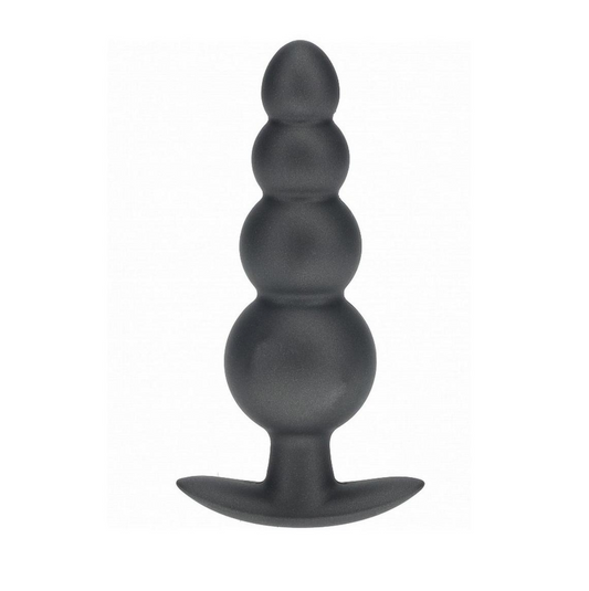 Beaded Anal Plug Silicone - Gun Metal 4.6"