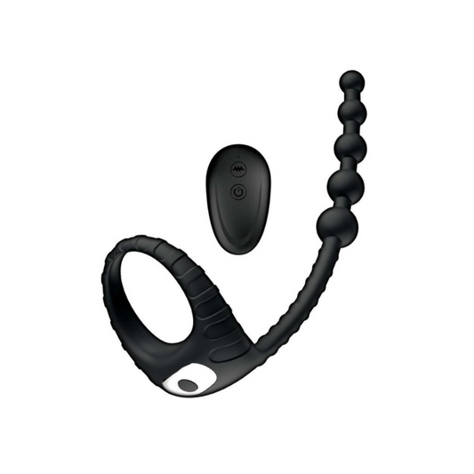 Vibrating ring & anal beads | 10 powerful and quiet vibrating functions with remote-control 