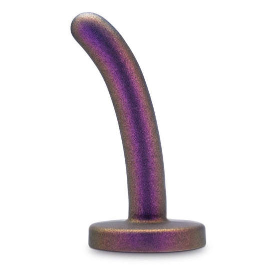 Silicone dildo dong curved curve gentle glittery suction-cup strap-on strapon pegging beginner ergonomic g-spot p-spot non-vibe non-vibrating purple power-purple