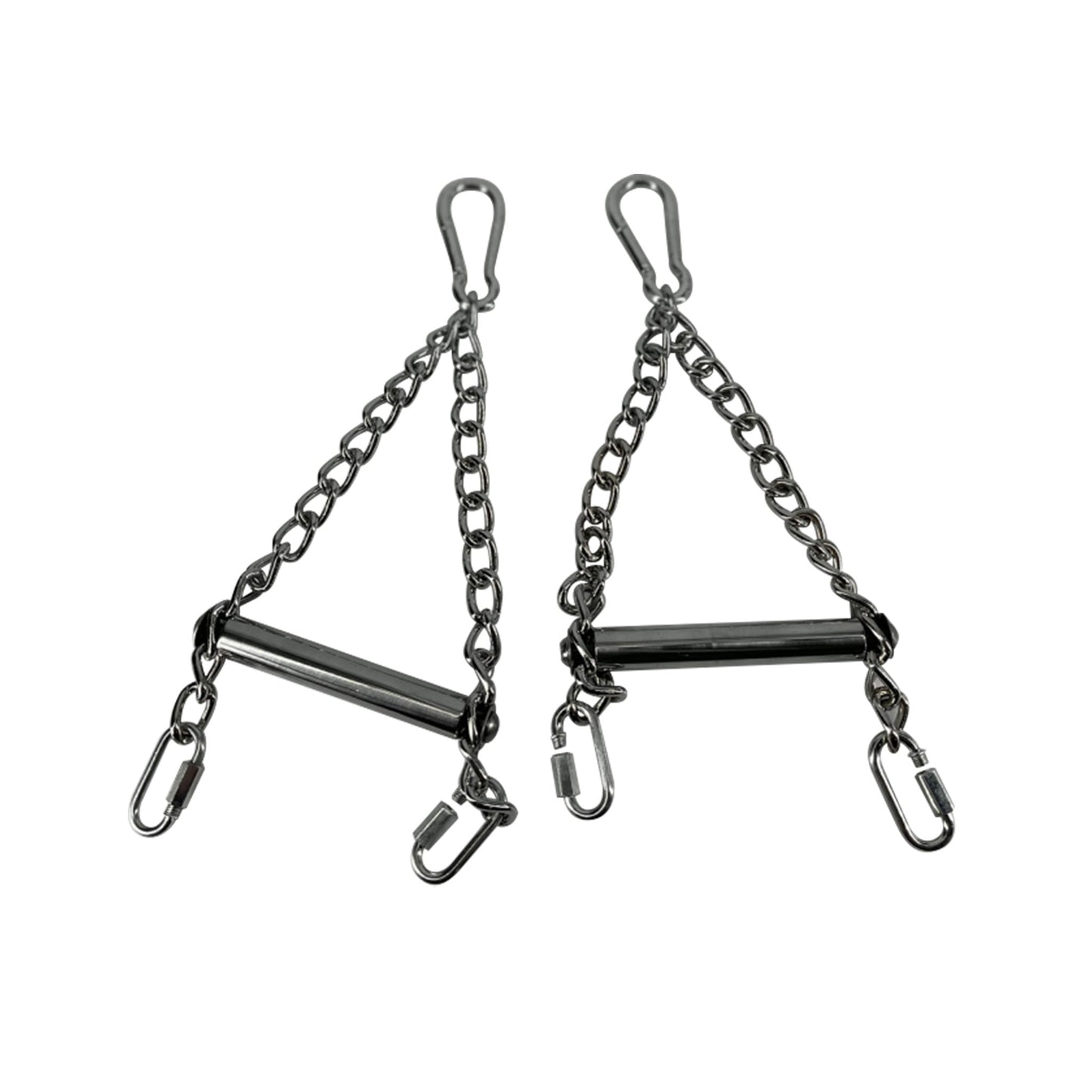 Stainless steel metallic chain chains suspension grip polished machined snap-hook spring-clip connector-link bondage bdsm linking restraint set kinky kinky-play accessories chrome silver