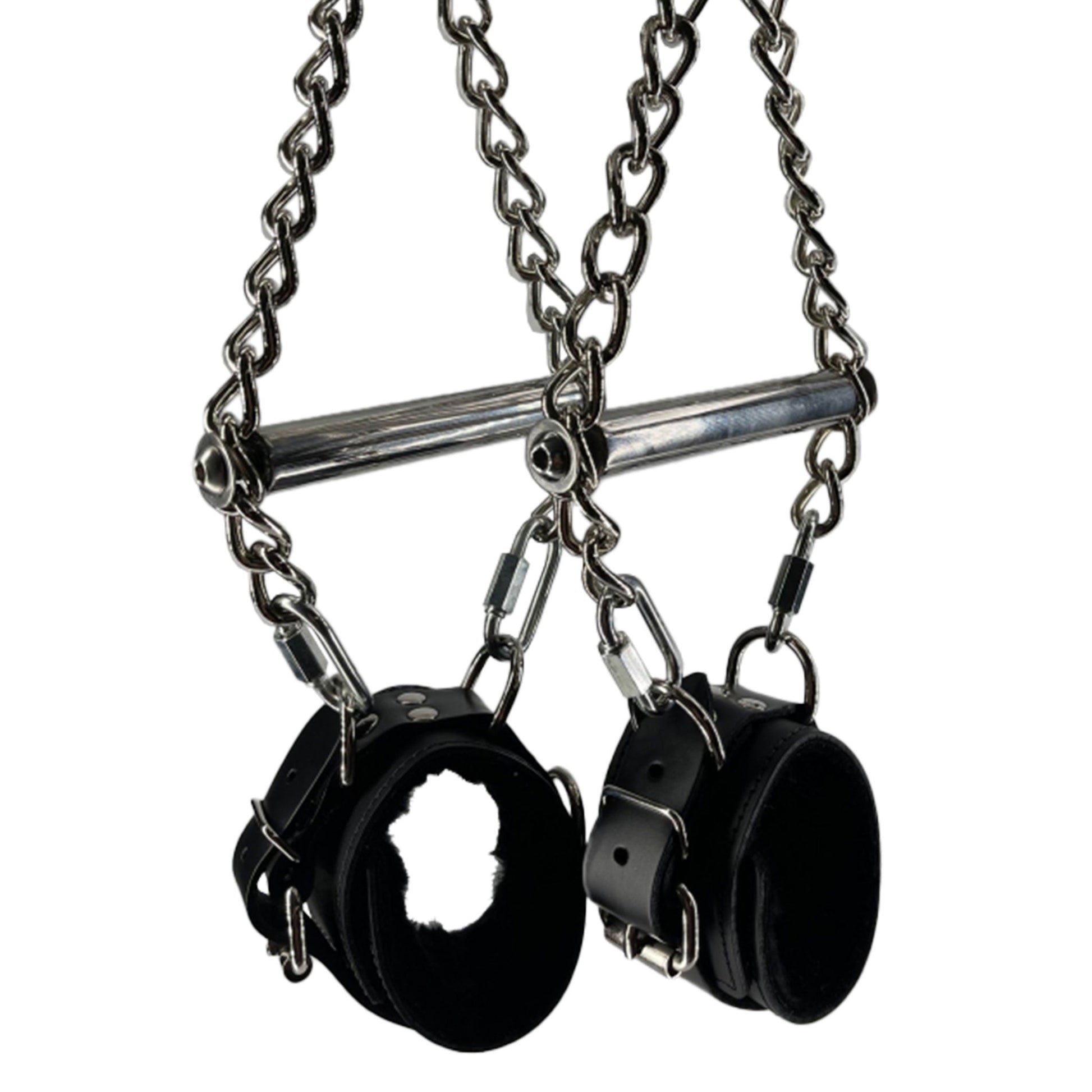 Stainless steel metallic chain chains suspension grip polished machined snap-hook spring-clip connector-link bondage bdsm linking restraint set kinky kinky-play accessories chrome silver