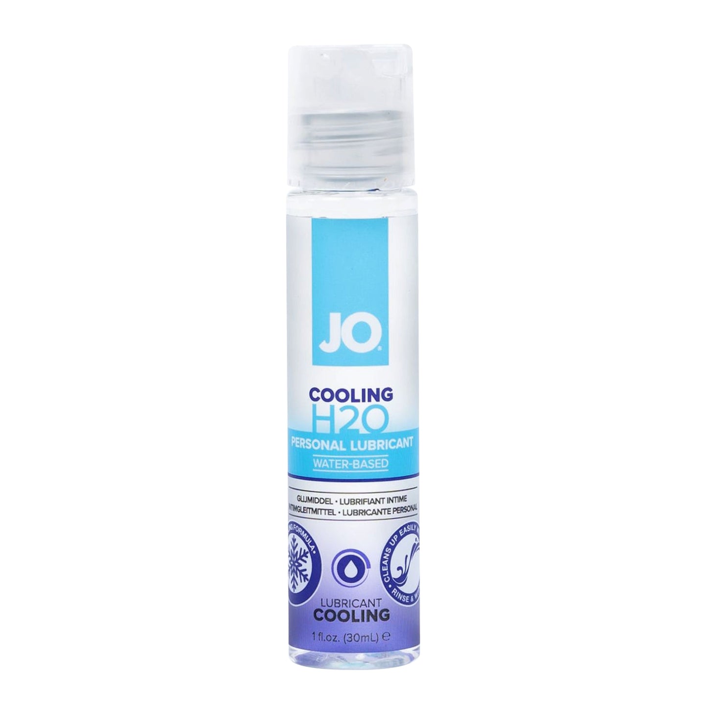 Jo H2O Cooling Lube bottle with minty freshness and cooling sensation for ultimate pleasure.

