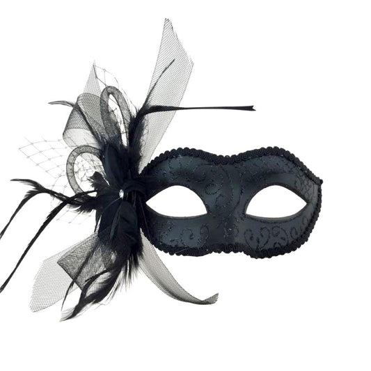 Resin mask eye eye-mask glitter fascinator feathers mesh rhinestone venetian elastic accessories halloween halloween-couture masquerade black