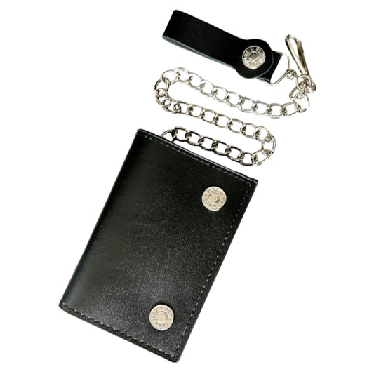 Chain Connected Leather Wallet