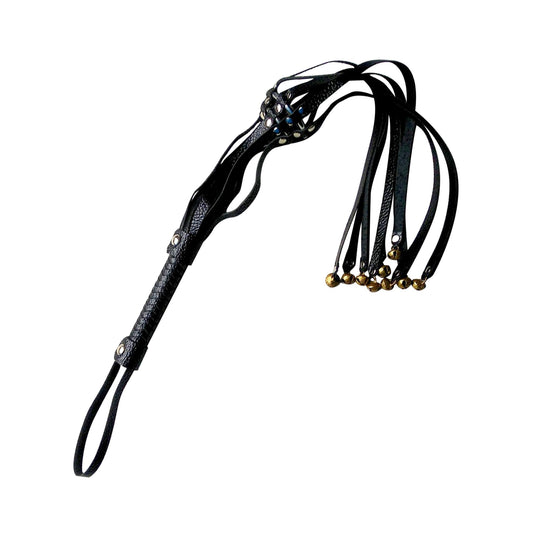 Leather Flogger with Bell Tips