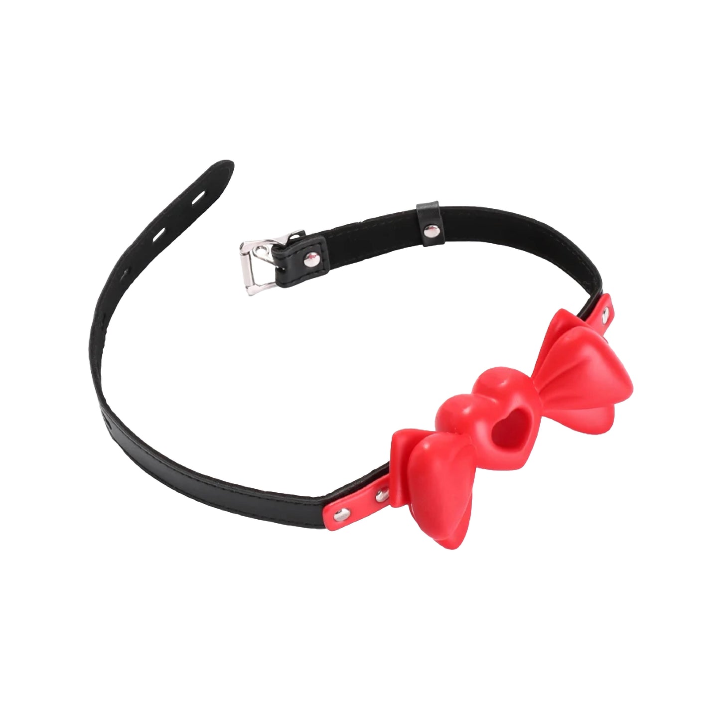 Breathable Heart Silicone Bow Gag - Red