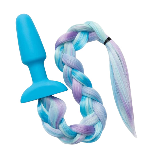 Unicorn Tail Silicone Plug 3.75in - Blue Multi