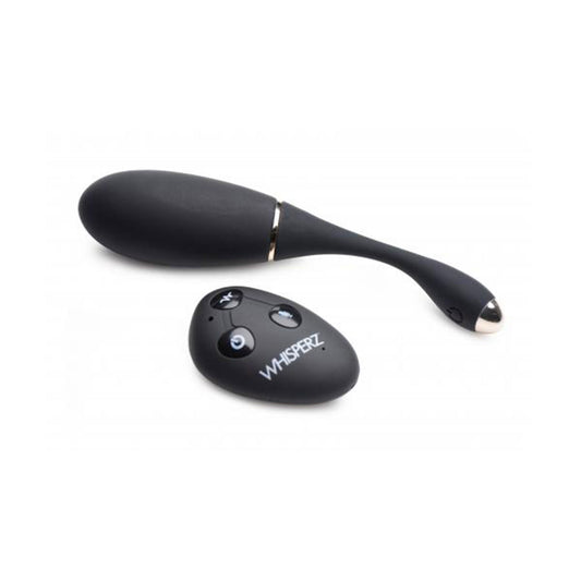 Whisperz Voice Activated 10x Vibrating Rechargeable Silicone Egg With Remote Control - Black