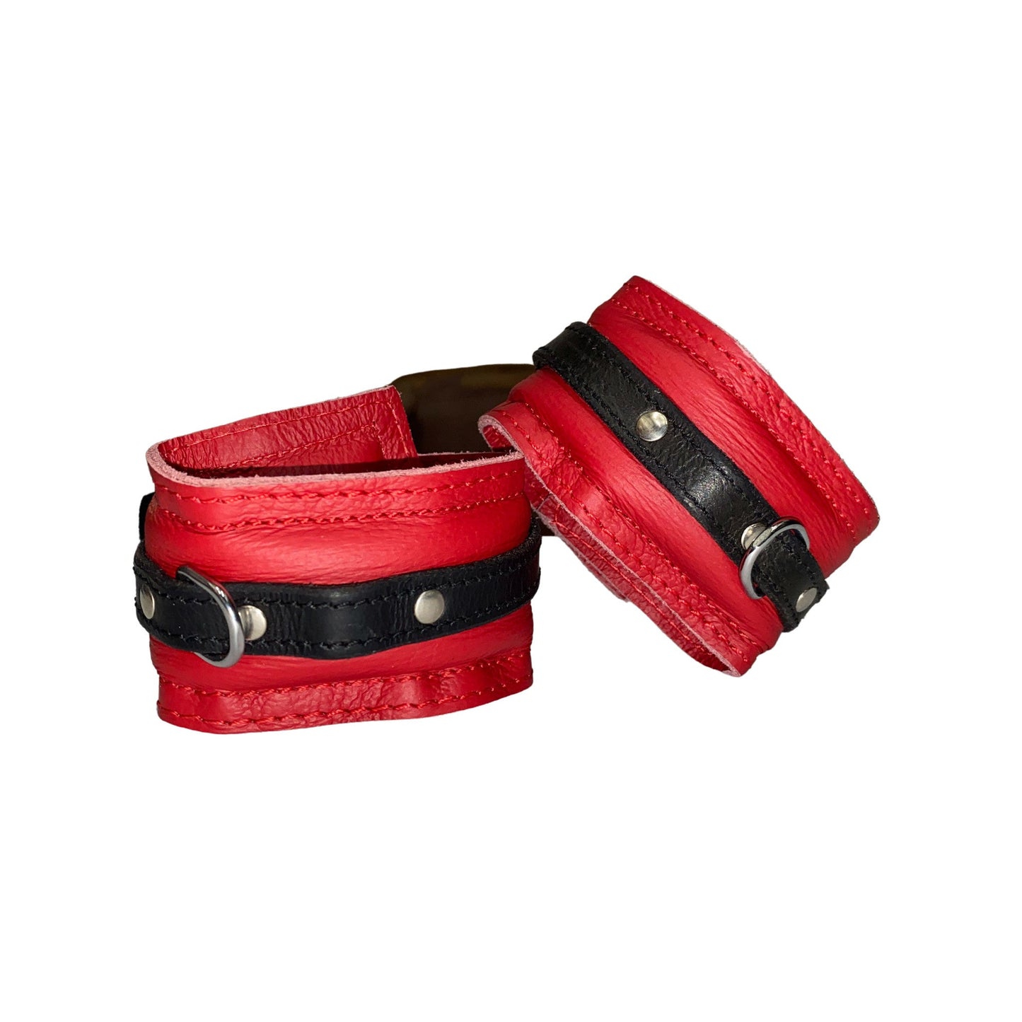 Leather Cuffs with Contrast Stripe