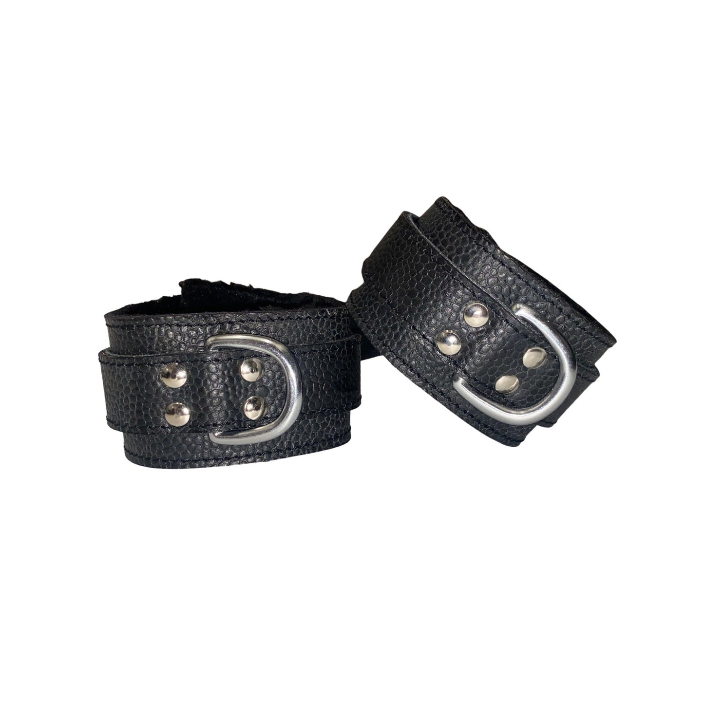 Leather Restraints with Black Faux Fur Lining