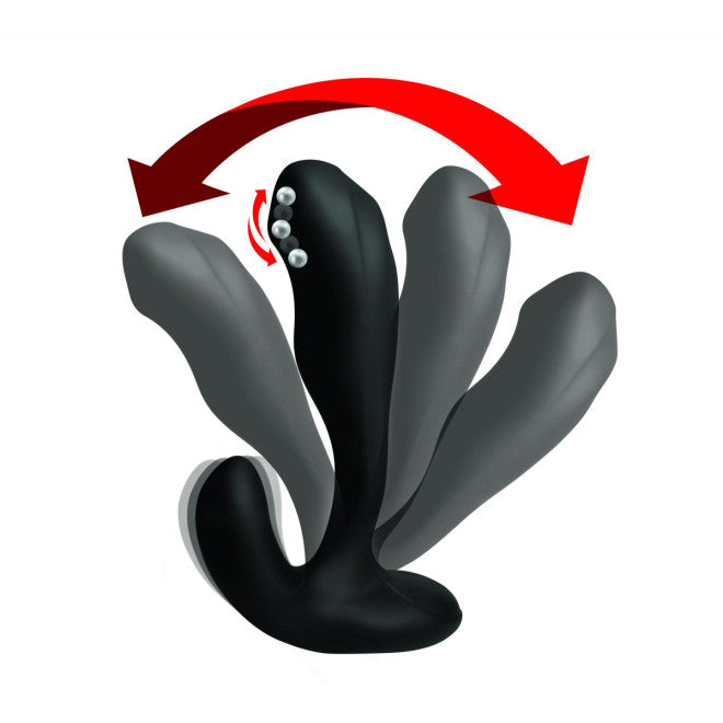  Alpha-Pro Bendable Prostate Stimulator with stroking bead in black for prostate massage and vibrating stimulation.