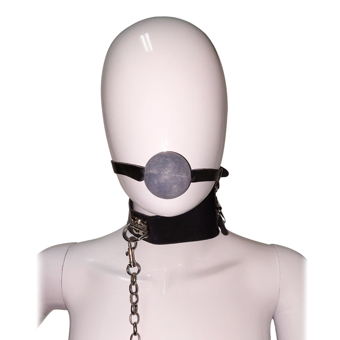 Rubber Ball Gag With Collar And Leash