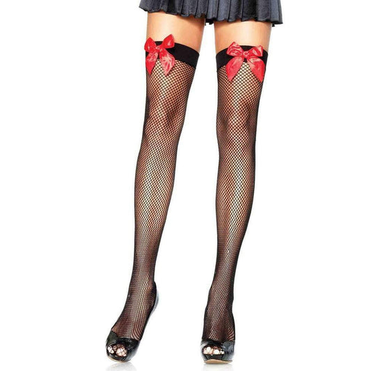 Fishnet Thigh Hi With Bow