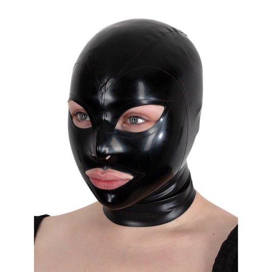 Black Trim Latex Hood With Mouth Nose and Thin Eyes