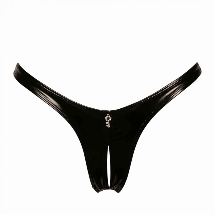 Vinyl Crotchless G-string Panty