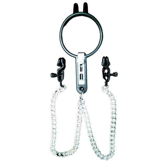 Open Mouth & Nose Gag With Nipple Clamps