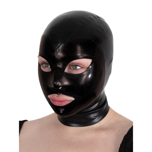 Black Trim Latex Hood With Mouth Nose and Thin Eyes