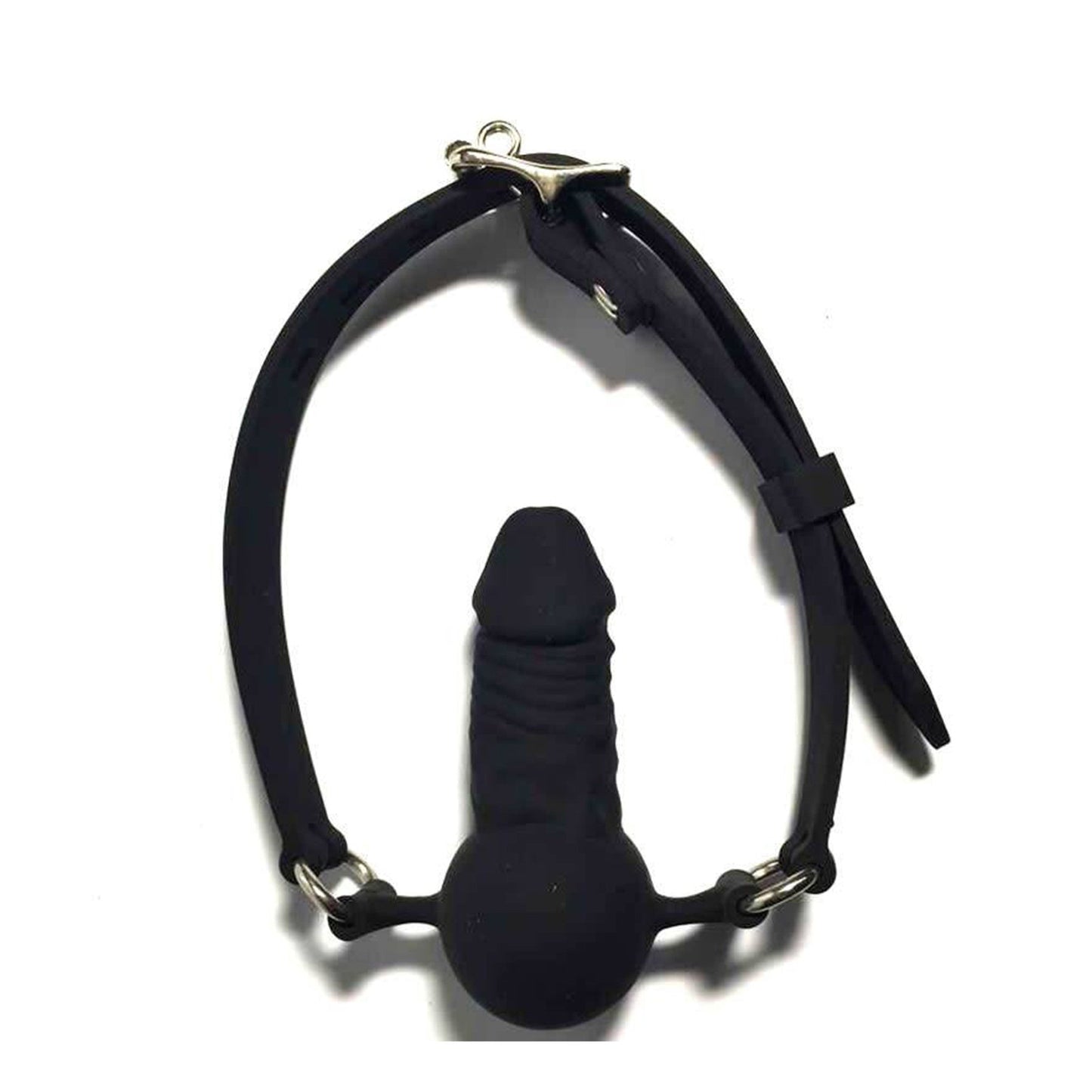 Lockable Silicone Dildo Ball Gag Black